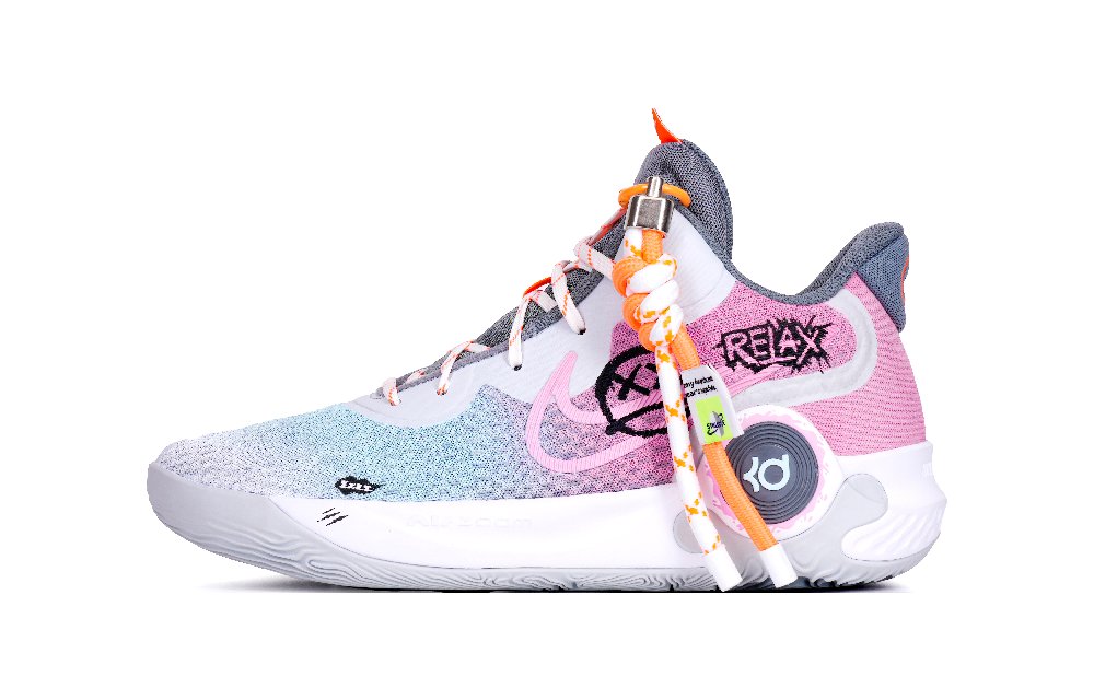 Nike KD Trey 5 IX Cushioned Wear-Resistant Breathable Mid-Top Basketball Shoes Unisex Pink Blue