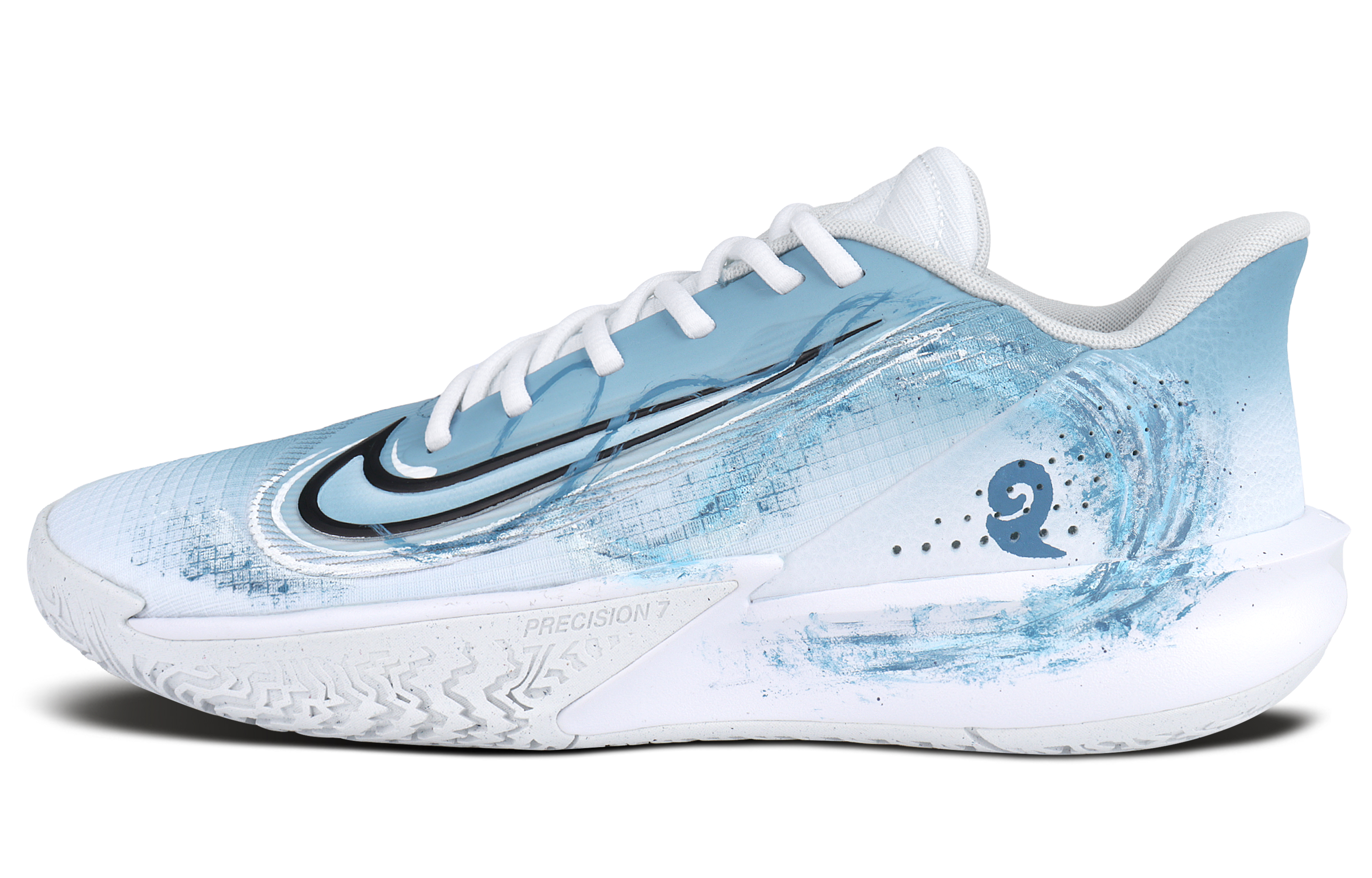 Nike Precision 7 Abrasion Resistant Low top Basketball Shoes Men's White Blue