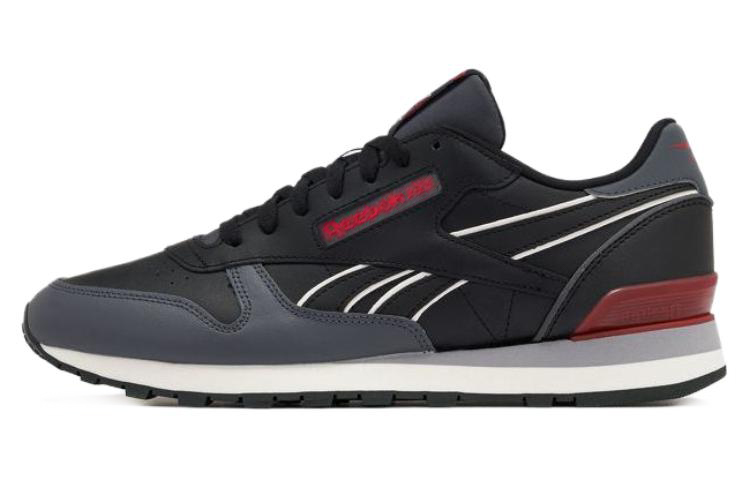 Reebok Classic Leather CLIP Cushioning Wear-Resistant Low-Top Running Shoes Unisex Black Red