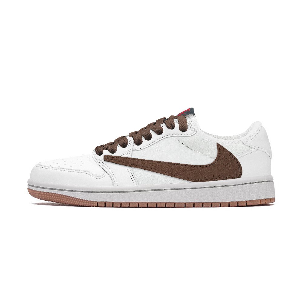 Travis Scott x Jordan Air Jordan 1 Low Top Vintage Basketball Shoes Unisex White Brown