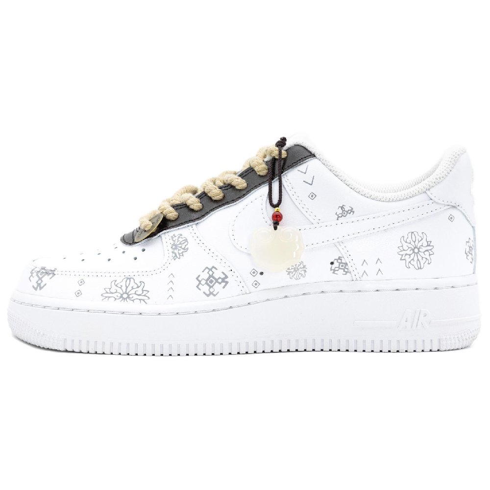 Nike Air Force 1 Jade Ruyi Anti-Slip Wear-Resistant Low-Top Skateboard Shoes Unisex White Black