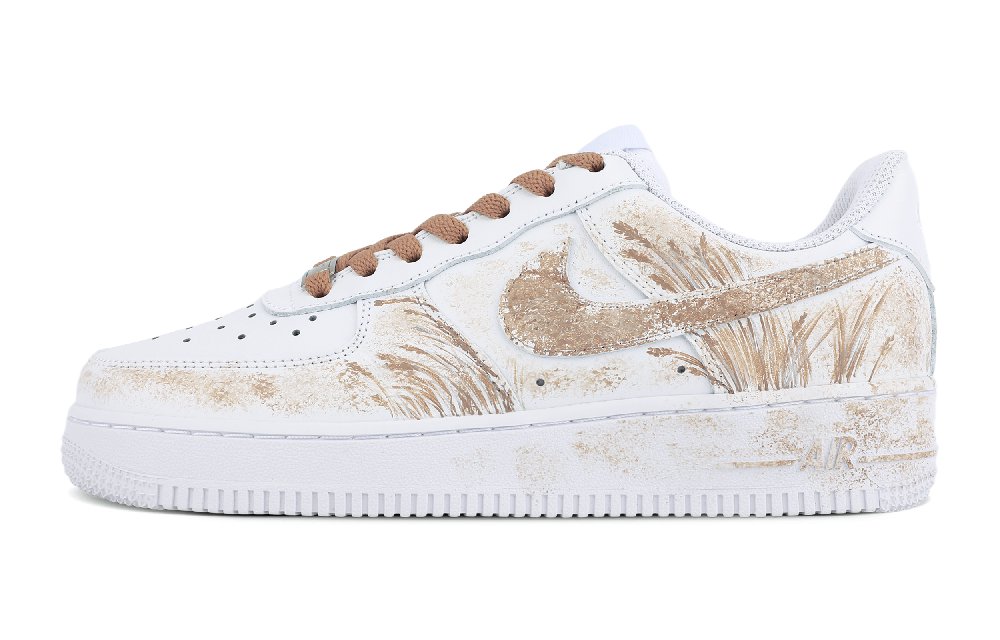 Nike Air Force 1 Abrasion Resistant Low Top Skateboard Shoes Unisex Brown White