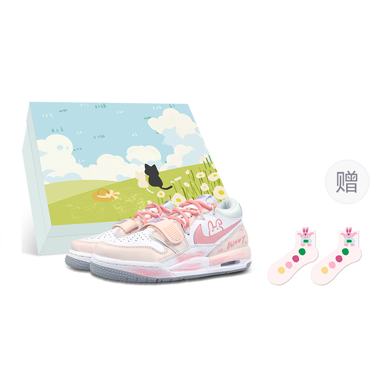 Jordan Legacy 312 Slip-Resistant Low-Top Vintage Basketball Shoes GS White Pink