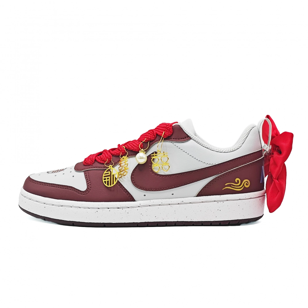 Nike Court Borough2 Abrasion Resistant Low top Skateboard Shoes Women's Red