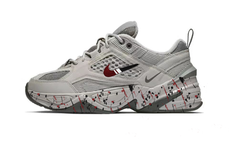 Nike M2K Tekno SP Low-Top Chunky Sneakers Unisex Gray Red Black