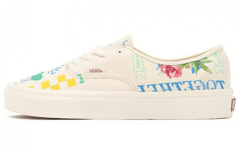 Vans Authentic Low Tops Casual Skateboarding Shoes Unisex White Green Blue Cartoon Printing 'White Green Blue'