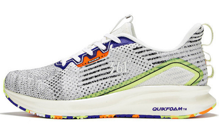 361° Q-Bounce Titanium Speed 2.0 Cushioned Slip-Resistant Breathable Low-Top Running Shoes Men's White Green