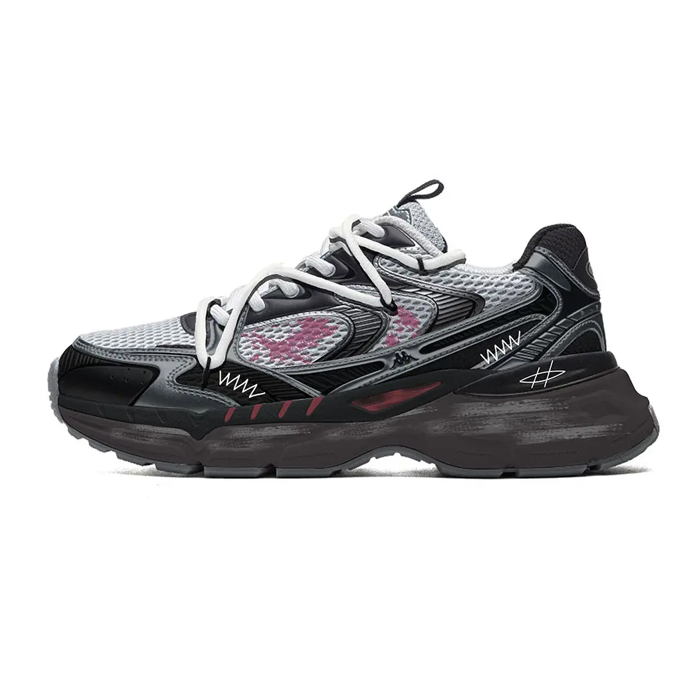 Kappa Hydrogen Track Abrasion Resistant Breathable Low Top Running Shoes Unisex Black Pink