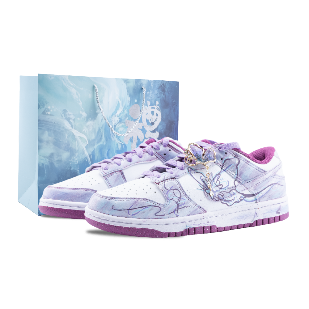 Nike Dunk Midsummer Night's Butterfly Anti Slip Wear Resistant Low Top Skateboard Shoes Unisex Blue Purple