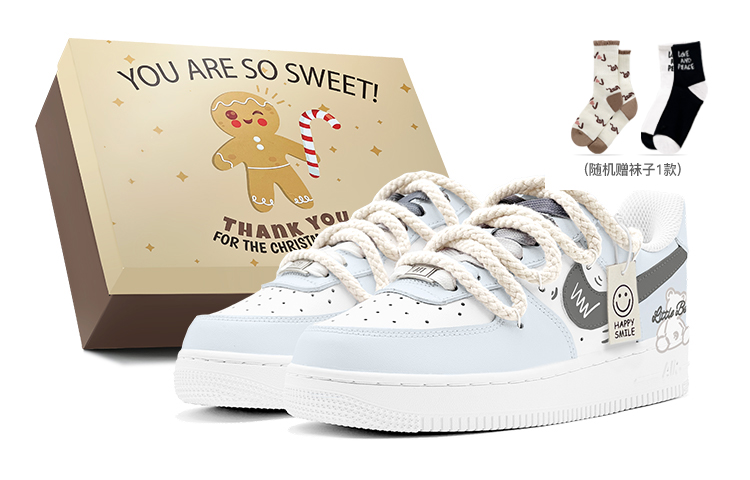 Nike Air Force 1 Air Force 1, Double Festival Greeting, Royal Hemp Rope Bear Low Top Skateboard Shoes Men's Blue White