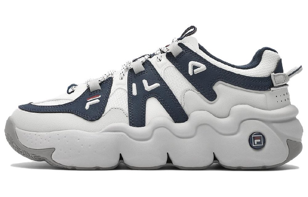 FILA Panini Cushioning Wear-Resistant High-Top Vintage Basketball Shoes Men's Blue White