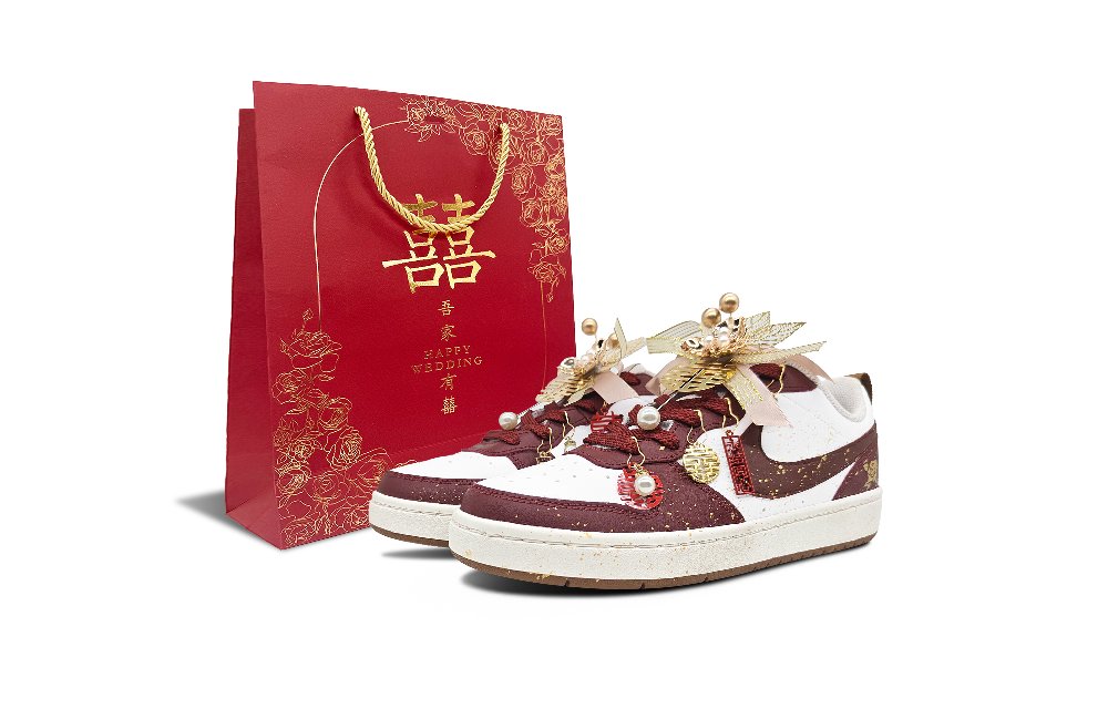 Nike Court Borough GS Bonded For Life Anti Slip Wear Resistant Low Top Skateboard Shoes Women's Red White