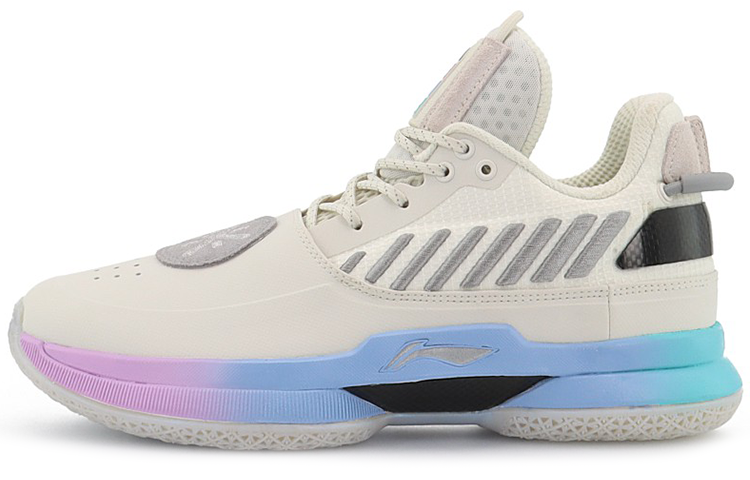 LiNing WOW 7 Slip Resistant, Abrasion Resistant, Lightweight Mid Top Basketball Shoes Men's White