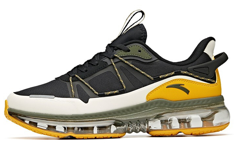 Anta Cushioned Wear-Resistant Slip-Resistant Breathable Low-Top Running Shoes Men's Black White Yellow