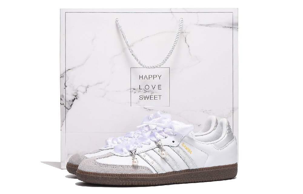 Adidas Originals SAMBA OG Abrasion Resistant Low Top Skateboard Shoes Unisex Silver White