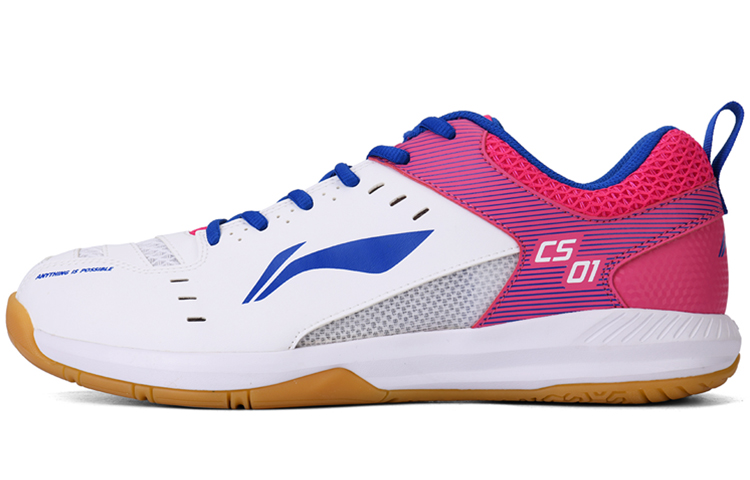 LiNing Feather Cushioned Wear Resistant Breathable Lightweight Low Top Badminton Shoes Unisex White Pink