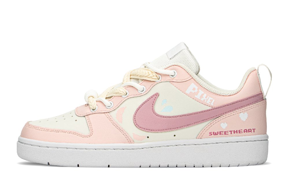Nike Court Borough Low Top Skateboard Shoes GS Pink Beige