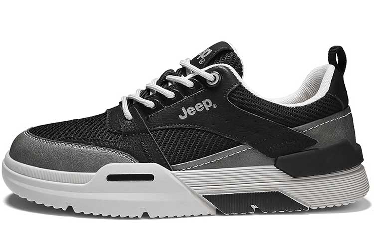 Jeep Wear-Resistant Low-Top Skateboard Shoes Men's Black Gray