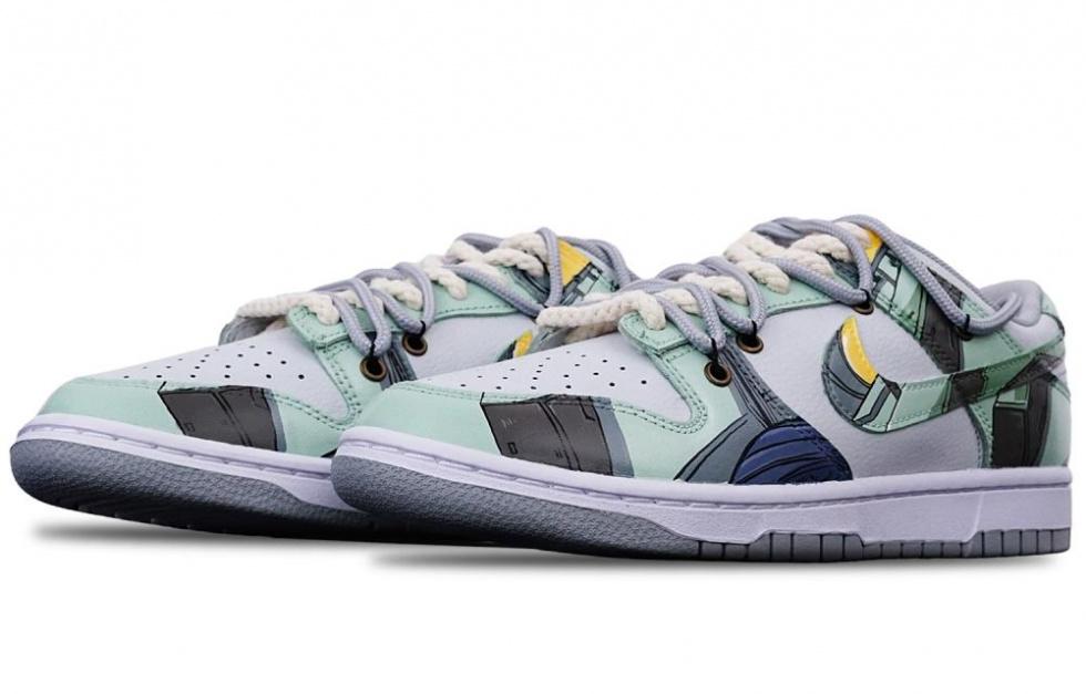 Nike Dunk Skateboard Shoes Men Low-Top White/Gray/Green