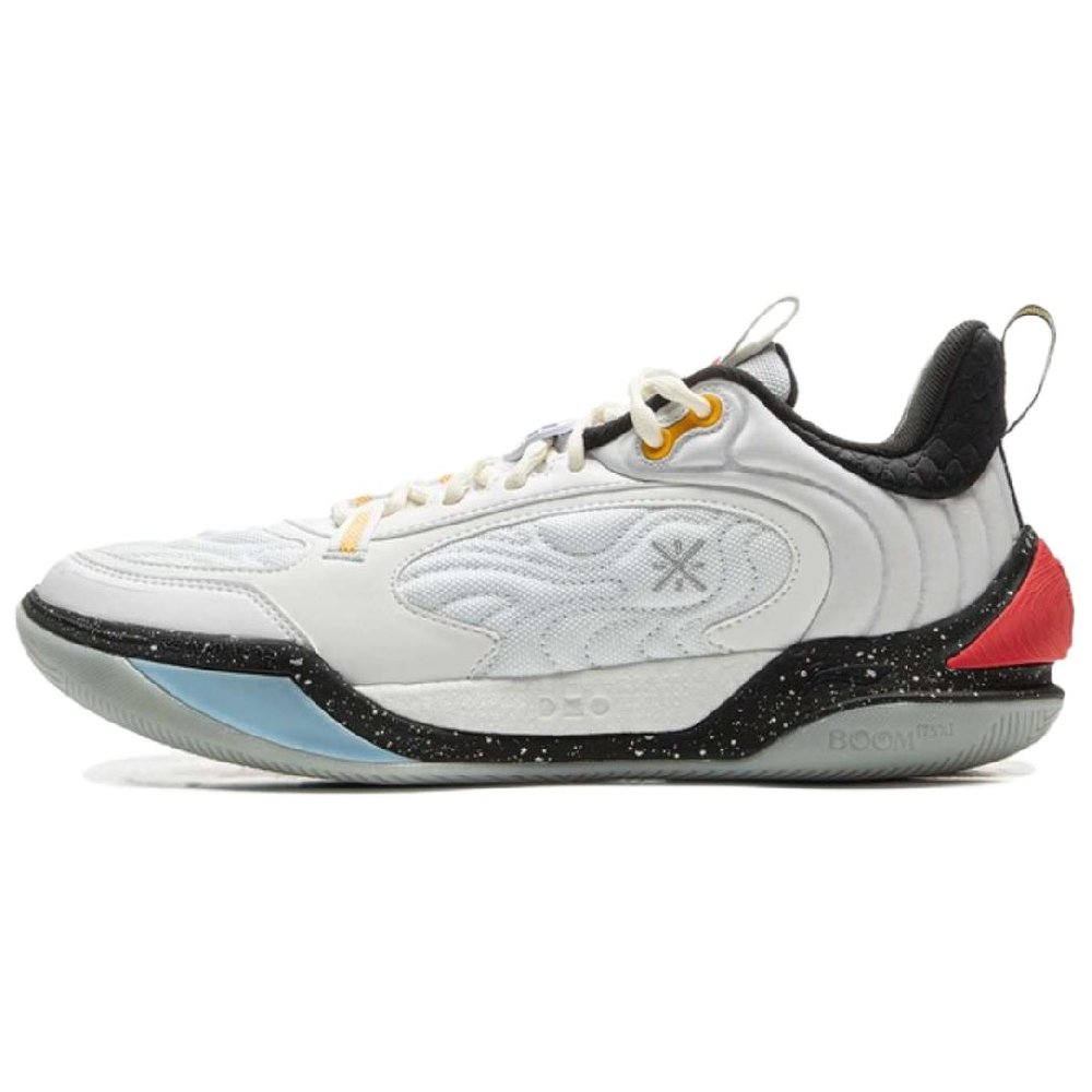 LiNing Cushioning Breathable Wear-Resistant Low-Top Basketball Shoes Men's White