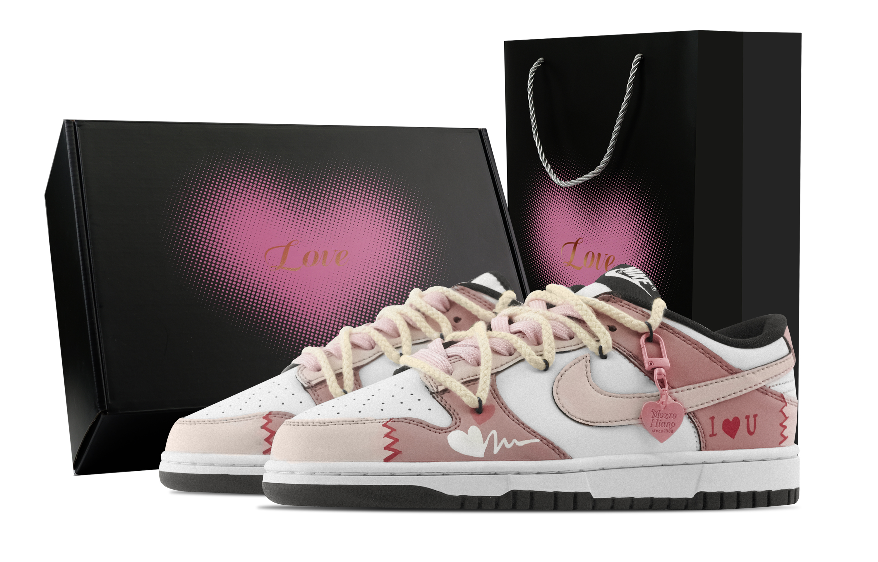 Nike Dunk Simple Love Pink Book, Heart Box Slip Resistant Abrasion Resistant Low top Skateboard Shoes Unisex