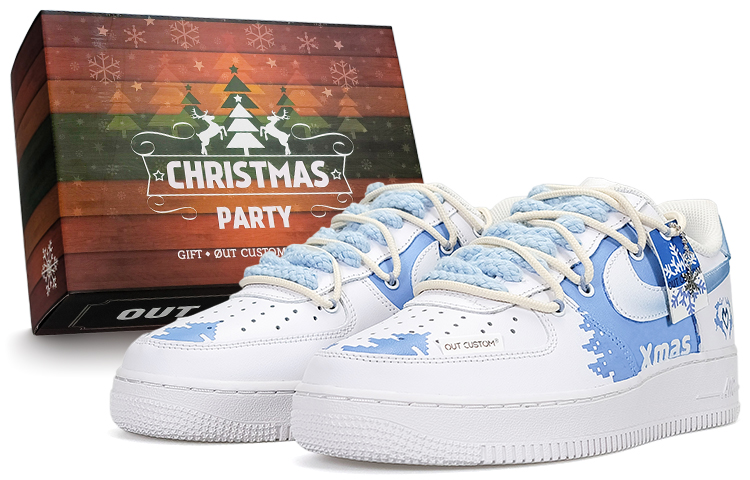 Nike Air Force 1 Skateboard Shoes Women's Low-Top White Blue/Gray