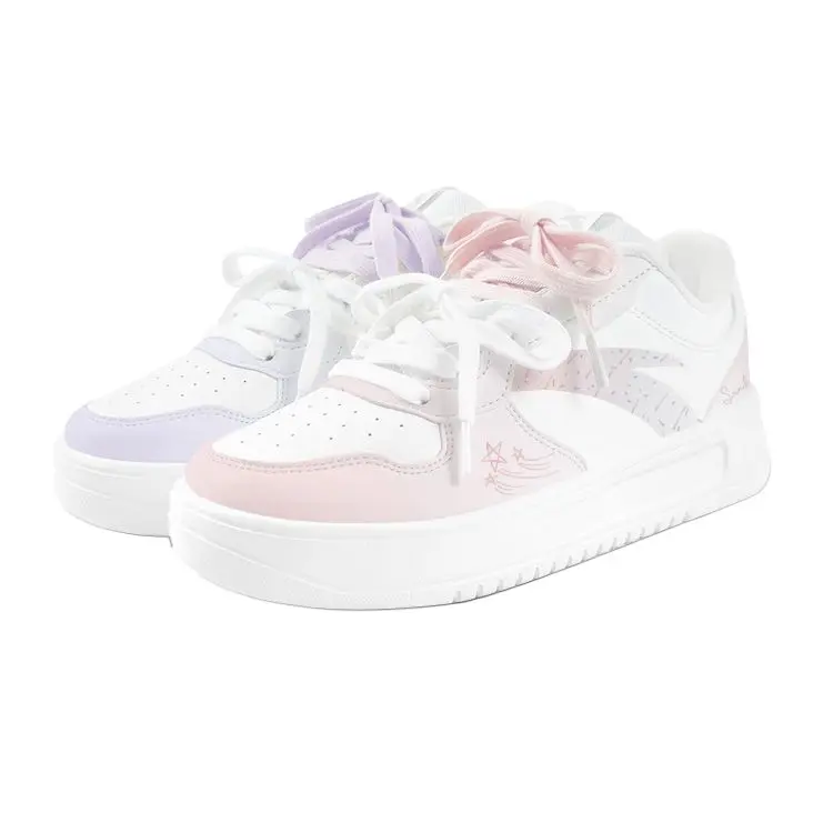 Anta Relaxed Slip Resistant Shock Absorbers Low top Skateboard Shoes Unisex Pink Purple