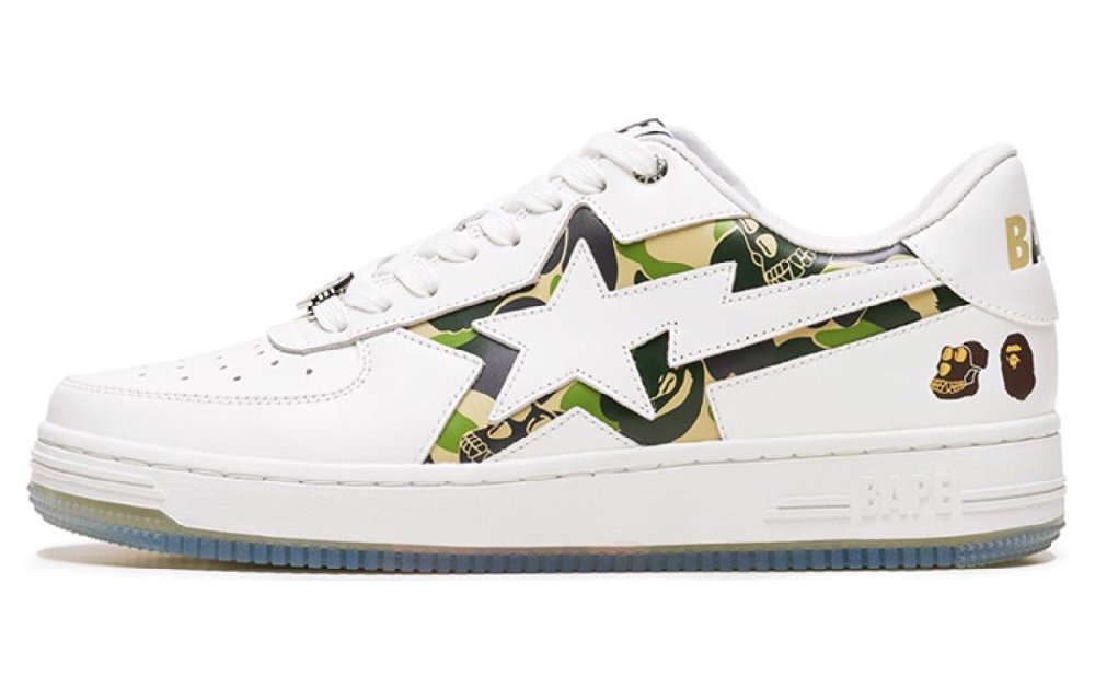 A BATHING APE Wear-Resistant Low-Top Skateboard Shoes Men's White