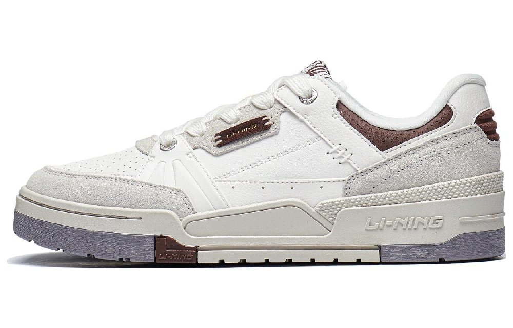 LiNing Journey 1.5 Anti Slip Wear Resistant Low Top Skateboard Shoes Men's White Gray Umber