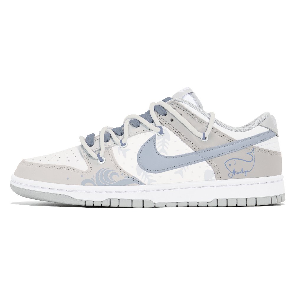 Nike Dunk Abrasion-Resistant Low-Top Skateboard Shoes Men's White Gray