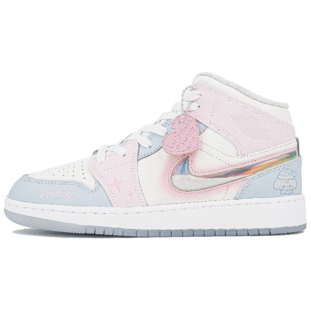 Jordan Air Jordan 1 Mid SE Mid-Top Vintage Basketball Shoes GS White Pink