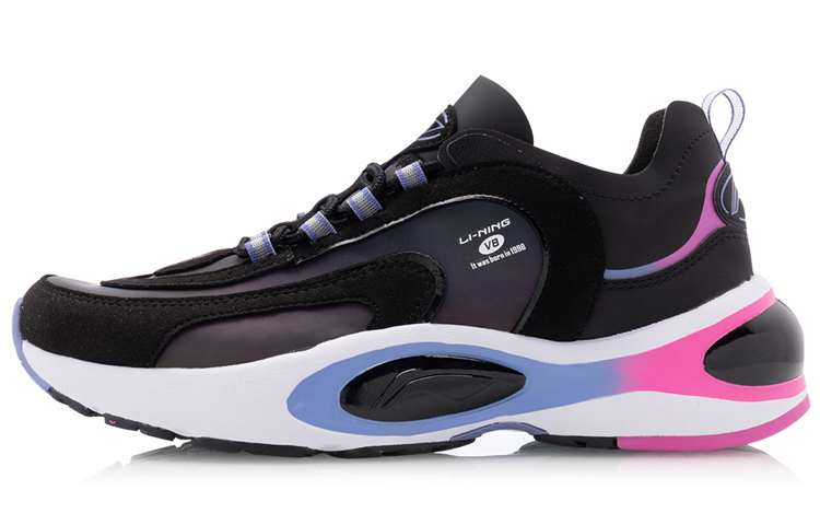 LiNing V8 Support Low Top Running Shoes Women's Black Blue Pink