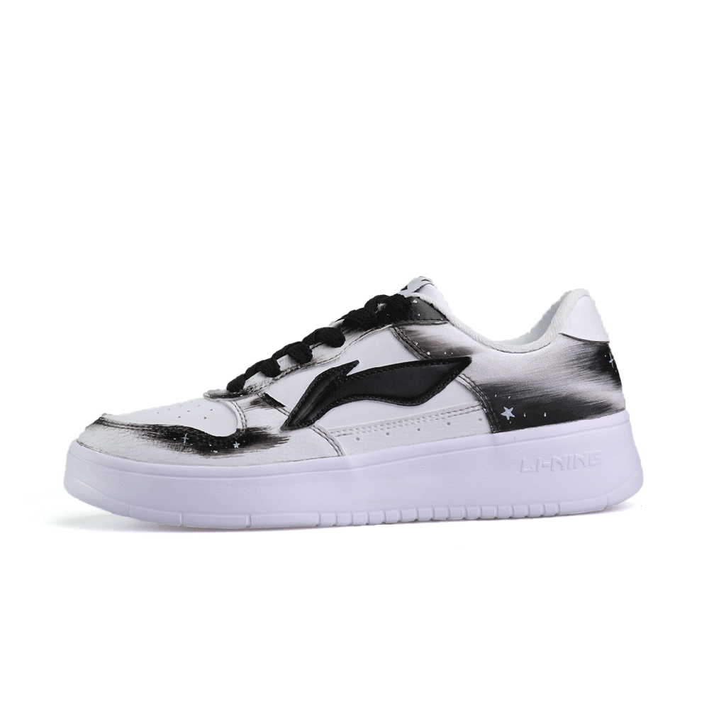 LiNing Pontoon Boats Slip Resistant, Abrasion Resistant, Lightweight Low Top Skateboard Shoes Unisex Black White