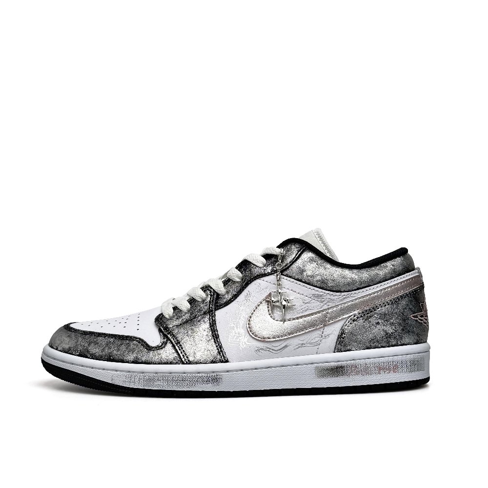 Jordan Air Jordan 1 Vintage Basketball Shoes Unisex Low top Black/Silver/Pink
