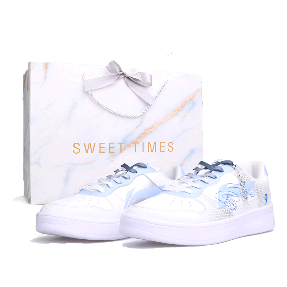 LiNing Pontoon Boats Slip Resistant, Abrasion Resistant, Lightweight Low Top Skateboard Shoes Unisex Silver Blue