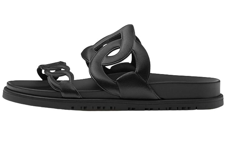 HERMES Quiet Slide Slippers Women's Black