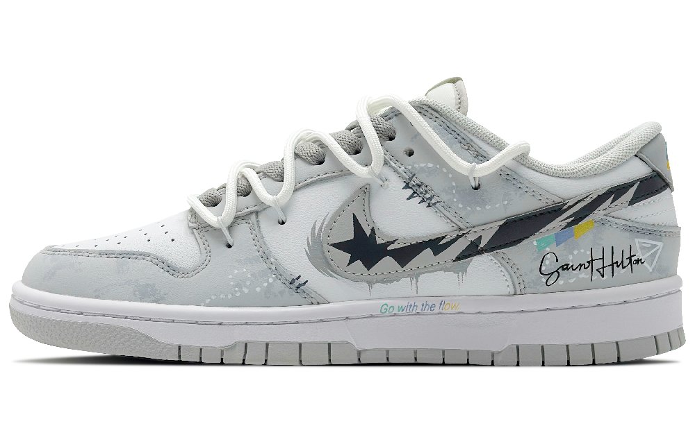 Nike Dunk Low Top Skateboard Shoes Men's White Gray