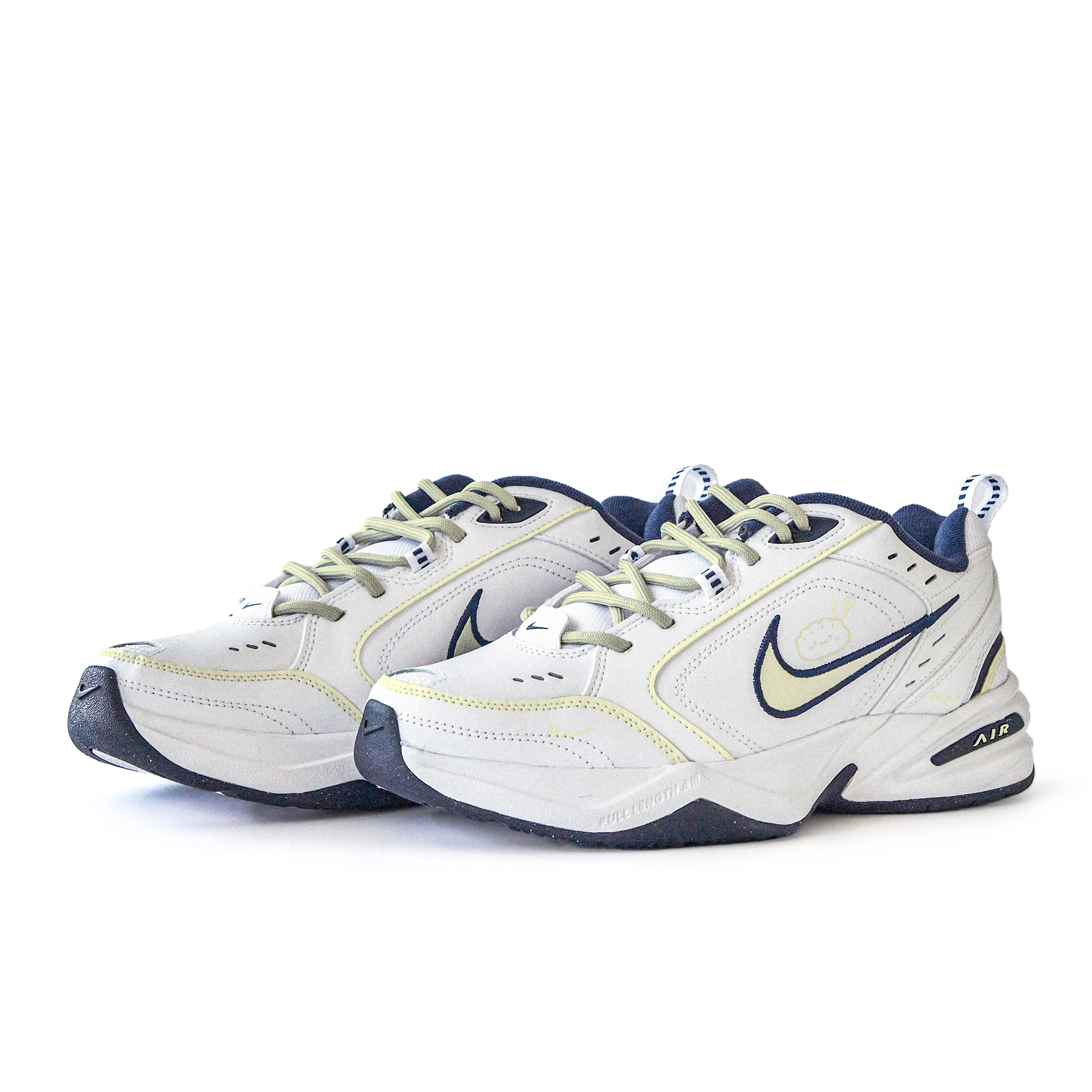 Nike Air Monarch 4 Anti-Slip Wear-Resistant Low-Top Chunky Sneakers Unisex White Yellow купить в интернет-магазине Yoocart с быстрой доставкой по России.