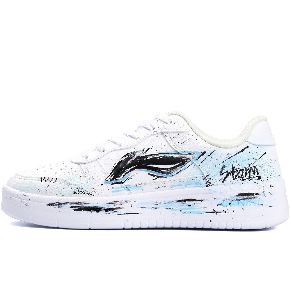 LiNing Pontoon Boats Wear-Resistant Breathable Height Increasing Low-Top Skateboard Shoes Unisex Blue Black