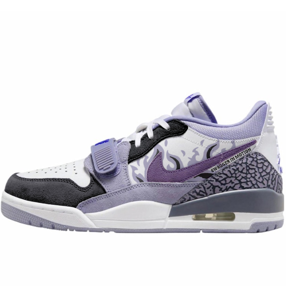 Jordan Legacy 312 Burn Abrasion Resistant Low Top Vintage Basketball Shoes Men's White Black Purple