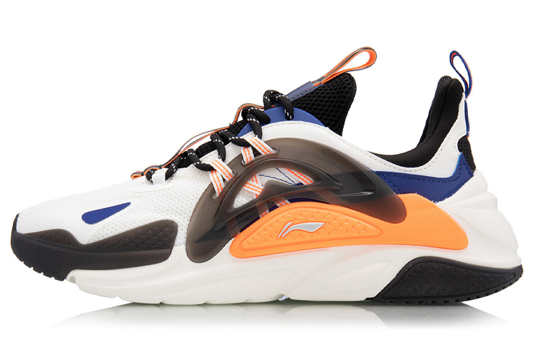 LiNing Spark Lightweight Anti-Slip Low-Top Sports Casual Shoes Men's White Orange