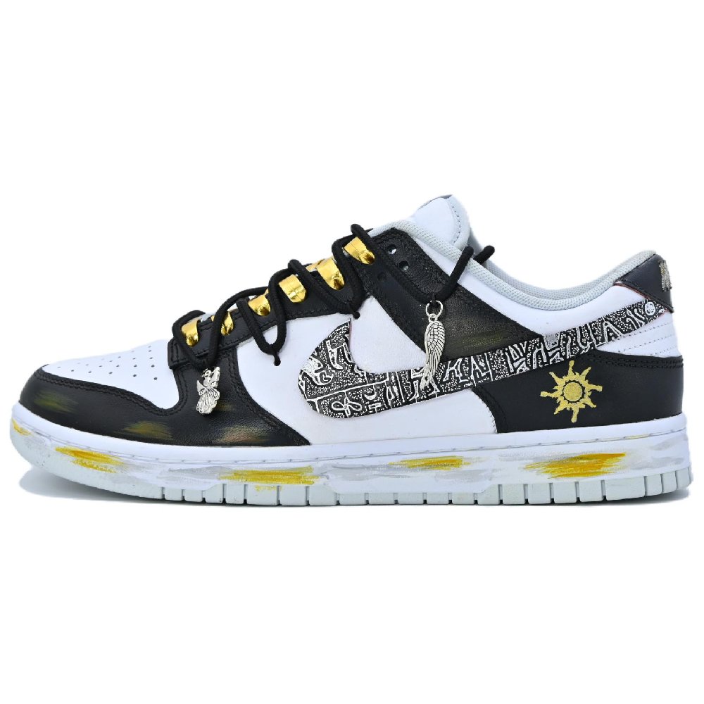 Nike Dunk Coverage Balance Support Low Top Skateboard Shoes Unisex Black White Gold