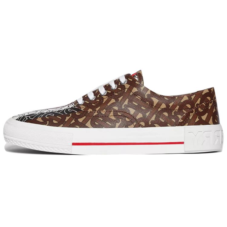 Burberry Logo Monogram Stripe Print E Canvas Shoes 'Brown' Women's