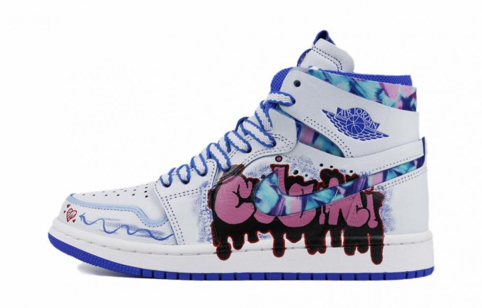 Jordan Air Jordan 1 Zoom Air Cmft Gc Cushioning Support Wear-Resistant High-Top Basketball Shoes Women's White Purple