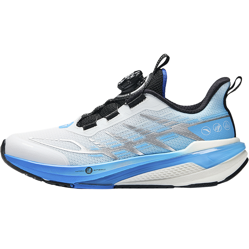 Antakids Winning Rebound Lightweight Cushioning Low Top Kids' Running Shoes White/Black/Cyan Blue