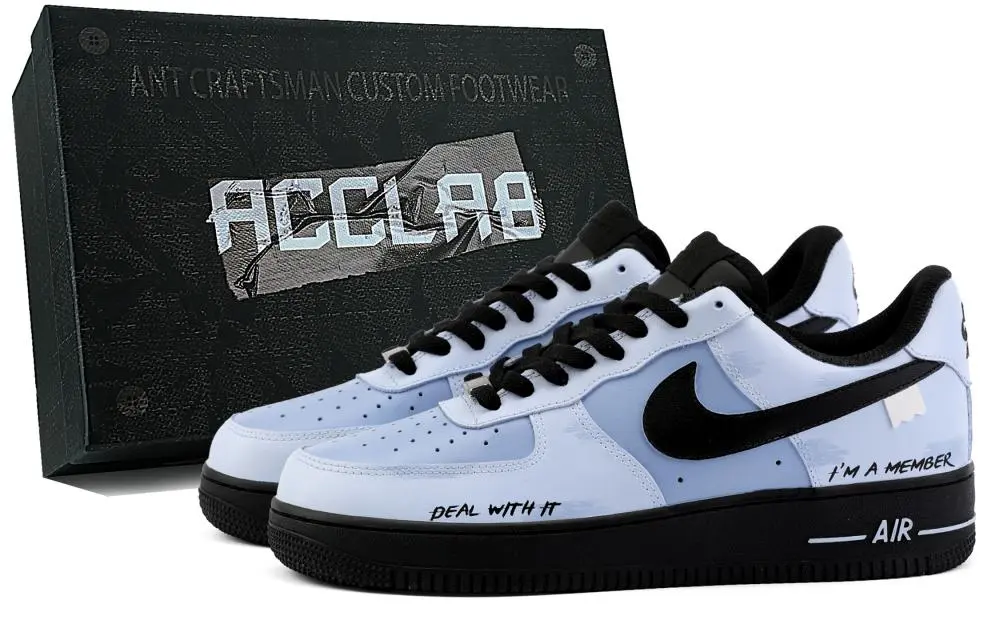 Nike Air Force 1 Abrasion Resistant Height Increasing Low top Skateboard Shoes Unisex Blue Black