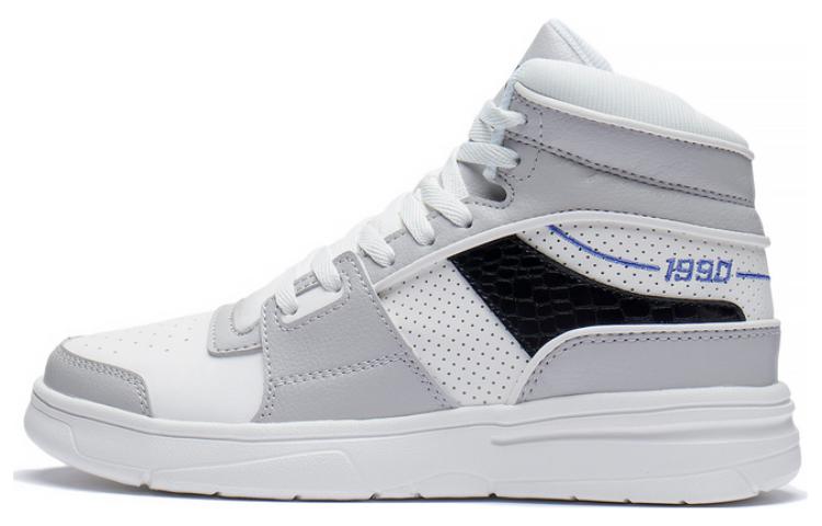 LiNing Retro 90 Cushioned Slip-Resistant High-Top Casual Shoes Women's White Gray