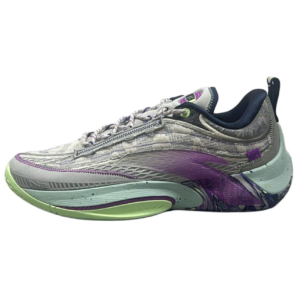 Anta Instantaneous 1 Cushioned Wear-Resistant Slip-Resistant Low-Top Basketball Shoes Men's Purple Green