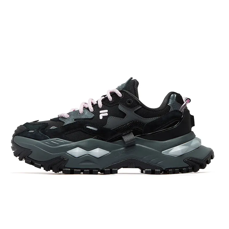 FILA FUSION BIANCO Colored Black Sugar Dirty Coffee Height Increasing Chunky Sneakers Women's Black Gray