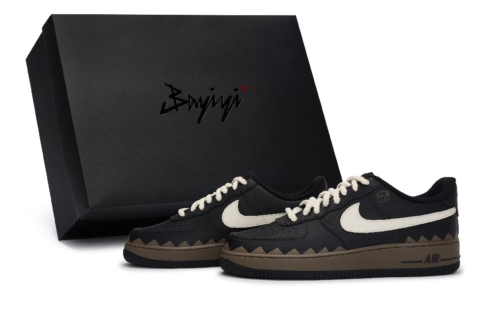 Nike Air Force 1 07 811 Manufacturing, Shark Boy, Special Shoe Box Low Top Skateboard Shoes Unisex Black Beige Brown